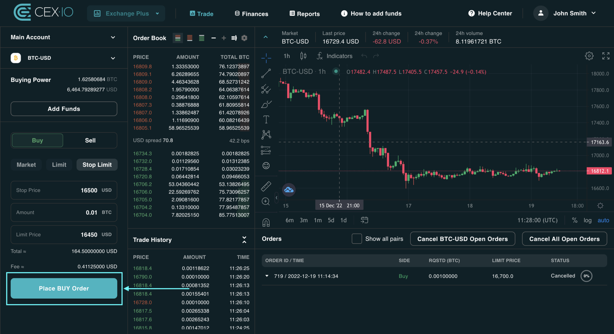 stop limit order bitstamp